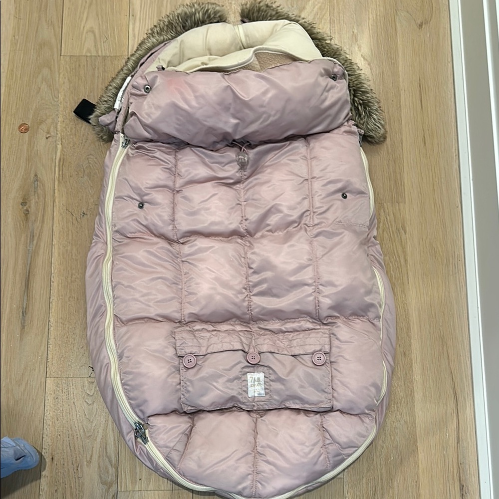 7 am Pink Baby Stroller Footmuff with Fur Trim
